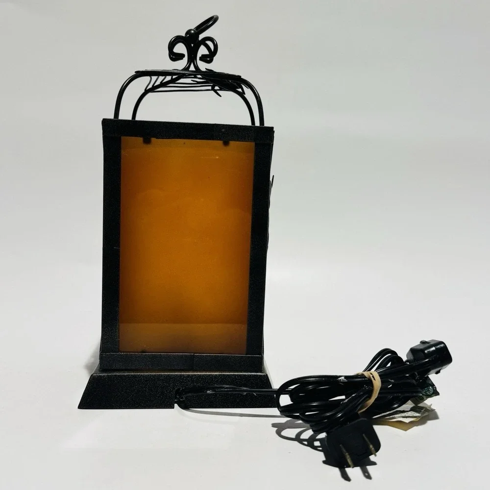 Vintage Ting Shen Halloween Spider Web Hanging Lantern‎ Lamp w/Flickering Bulb